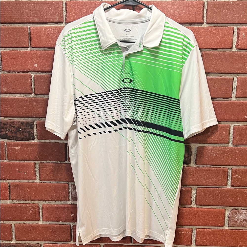 Oakley Men's Polo Shirt in Green and White
